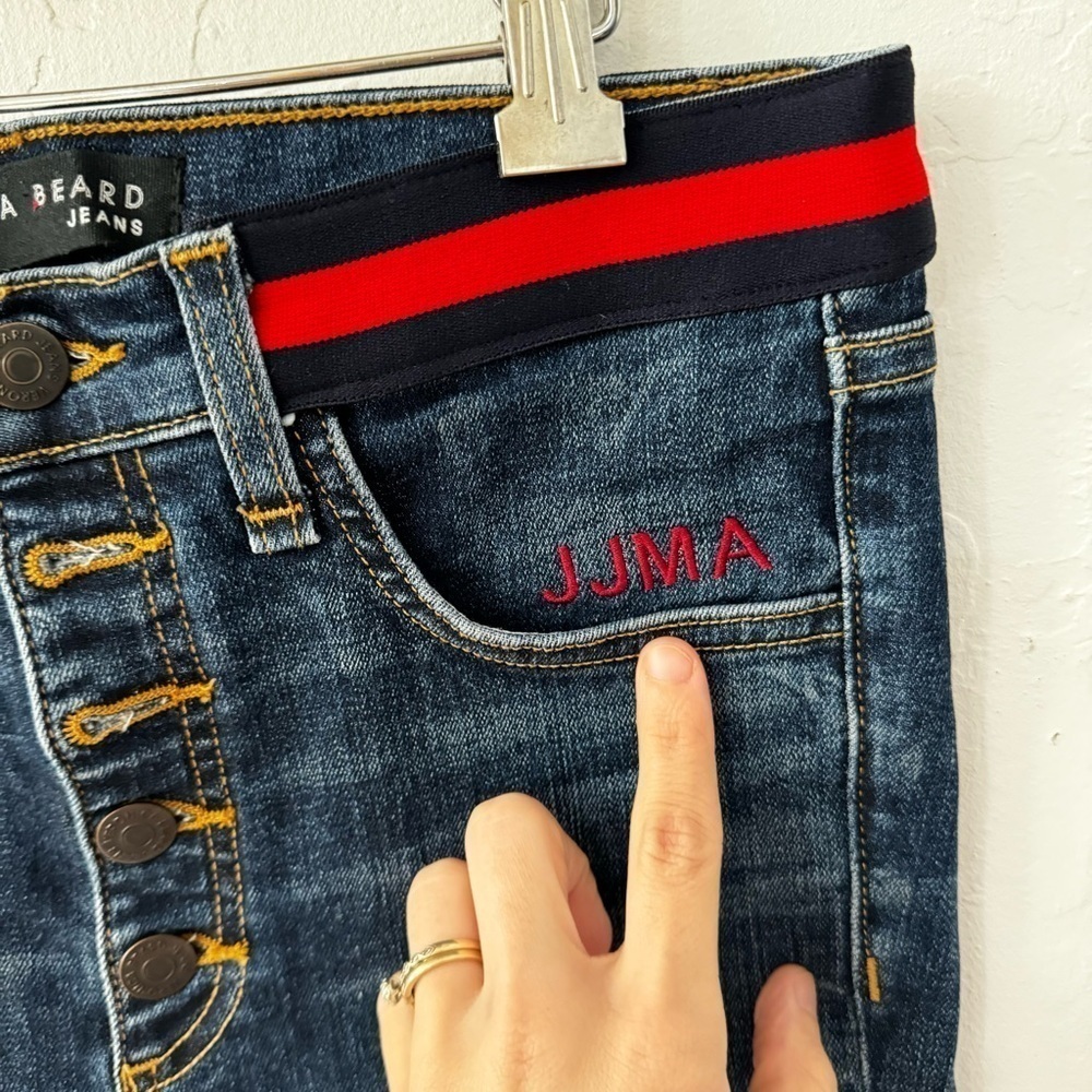 Veronica Beard Ankle Carolyn 10” Baby Bootcut Red Blue Elastic Waist Trim 26 - Picture 11 of 13